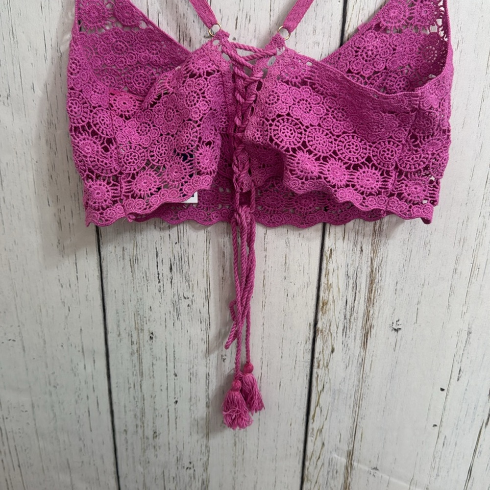 Free People Pink Lace Crop Top - Picture 6 of 9